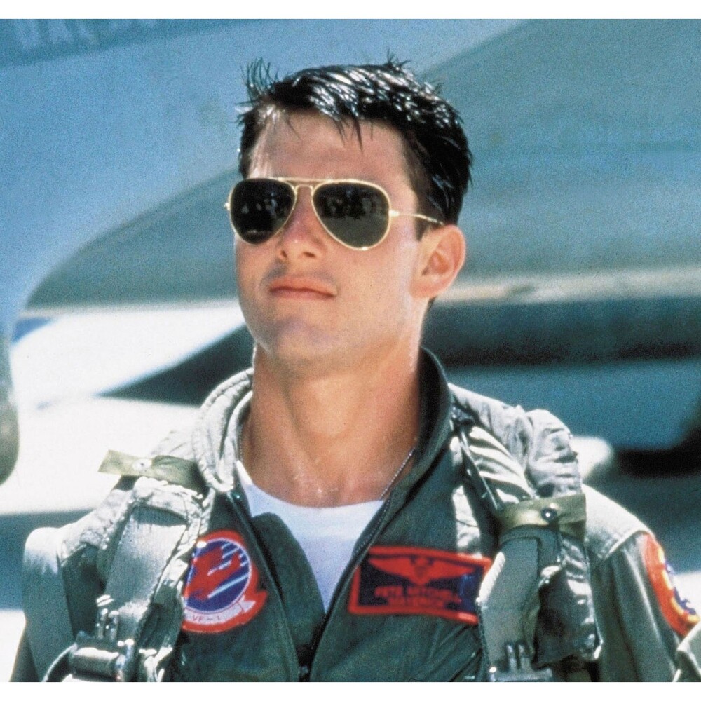 Top Gun Inspired Classic Retro 80s Air Force Gold & Black Mens Womens Sunglasses